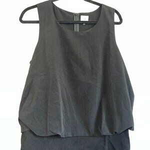 Black sleeveless bubble hem top
